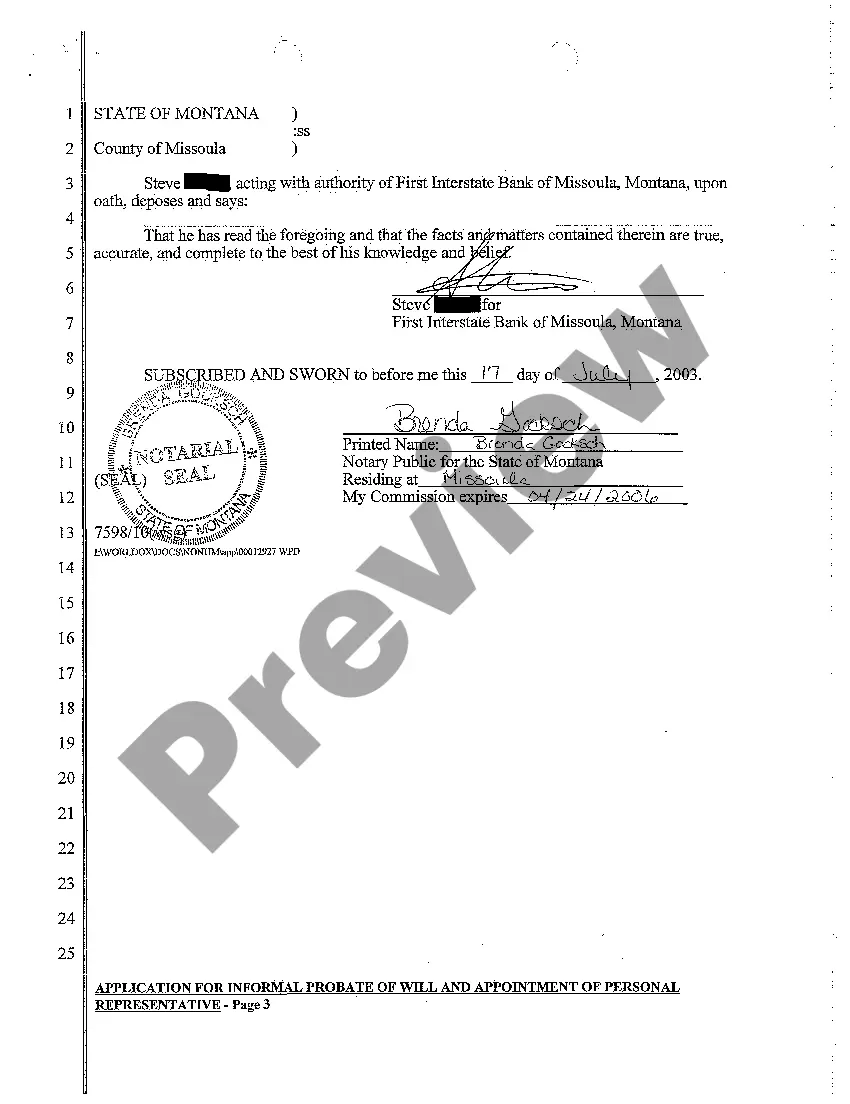 Preview A01 Application for Informal Probate of Will and Appointment of Personal Representative