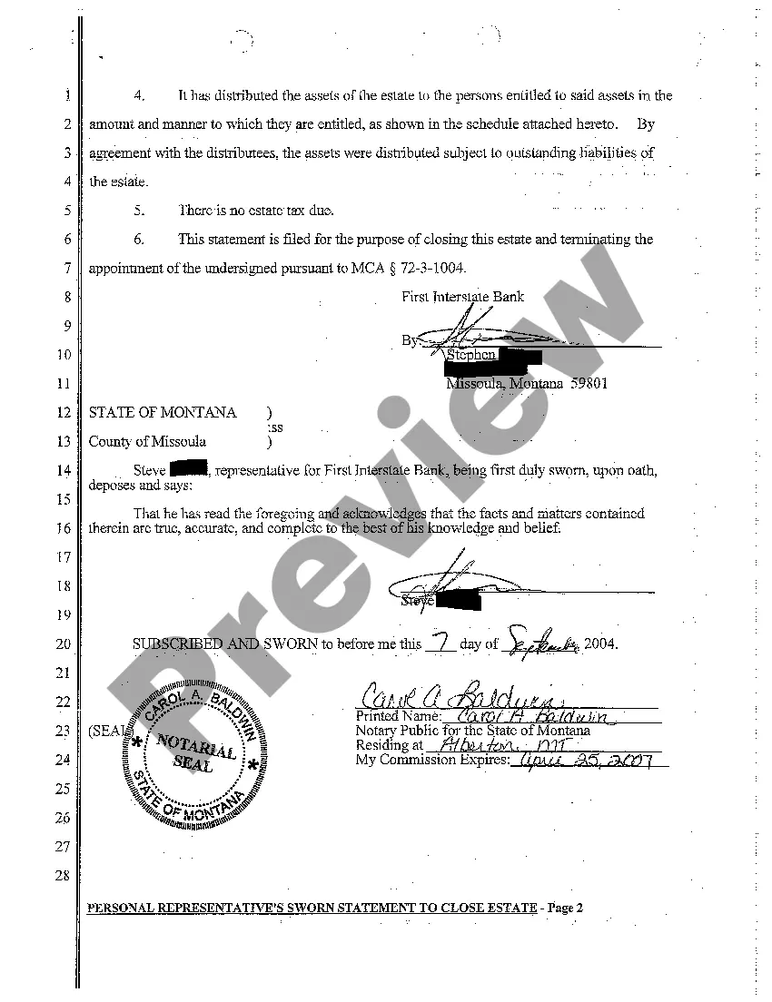 Get A07 Personal Representative's Sworn Statement to Close Estate Preview A07 Personal Representative's Sworn Statement to Close Estate