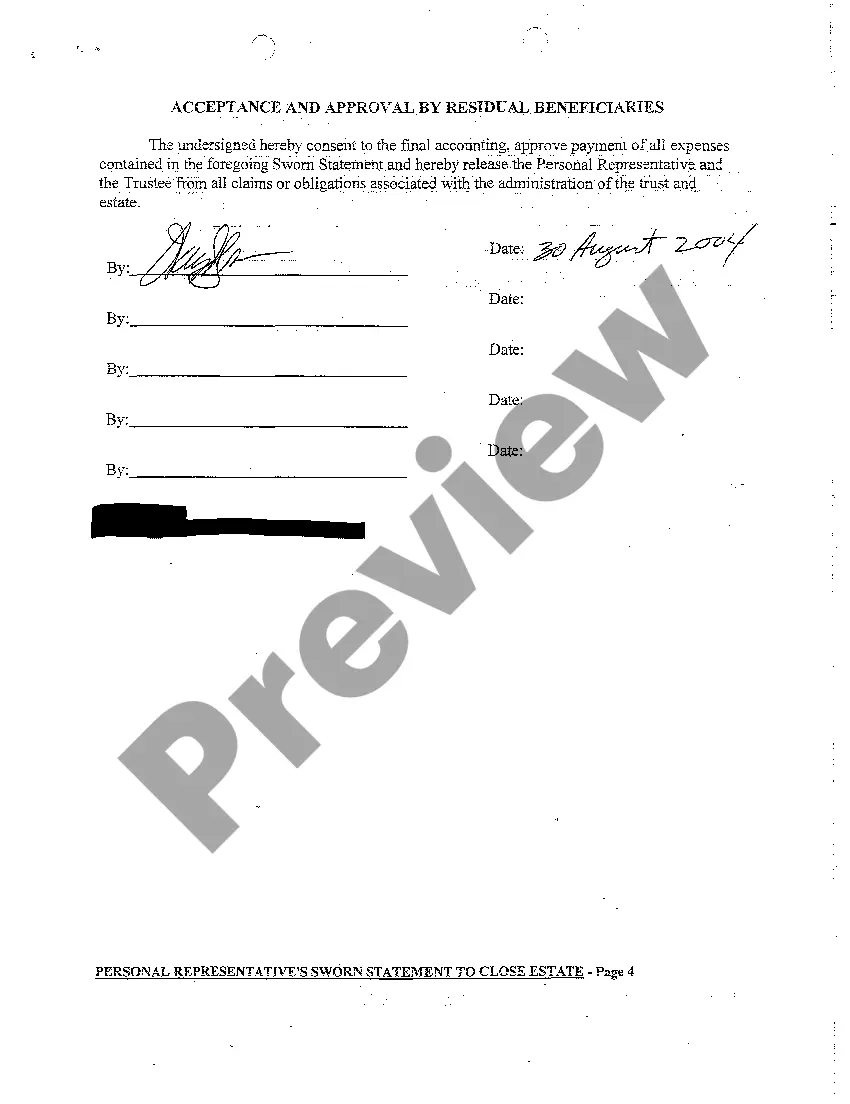 Get A07 Personal Representative's Sworn Statement to Close Estate Preview A07 Personal Representative's Sworn Statement to Close Estate