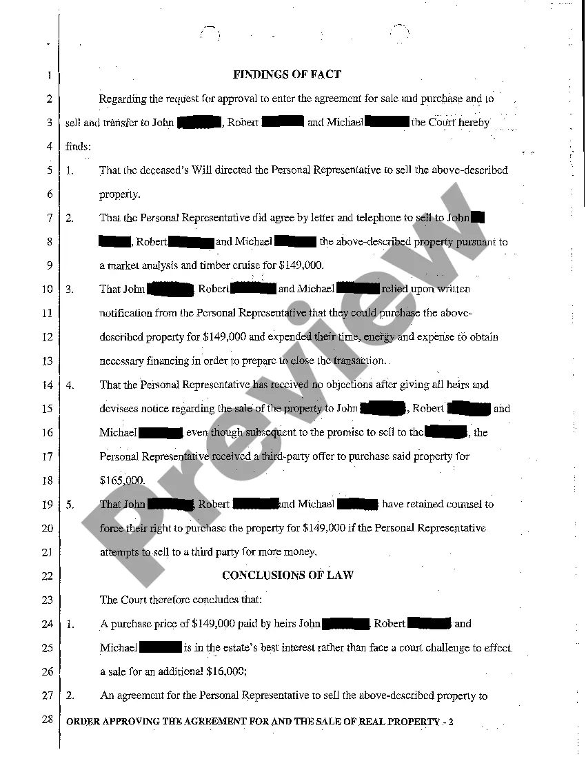 Preview A07 Order Approving the Agreement for and the Sale of Real Property