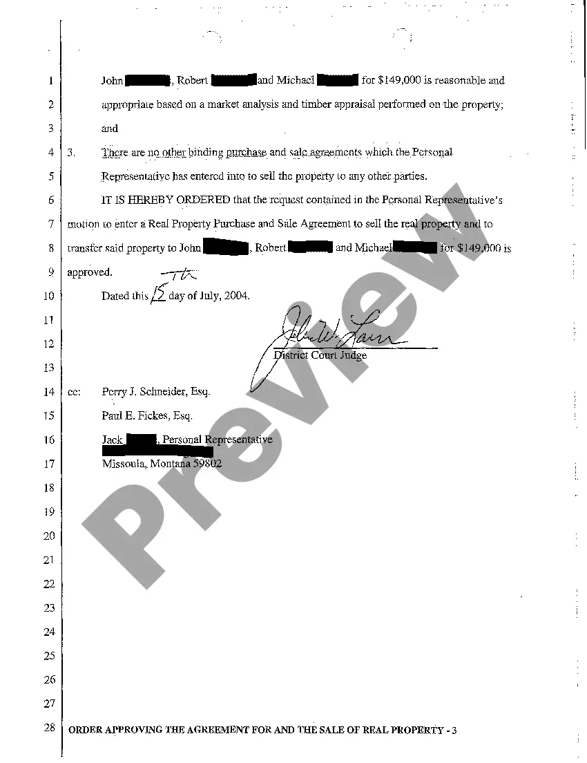 Preview A07 Order Approving the Agreement for and the Sale of Real Property
