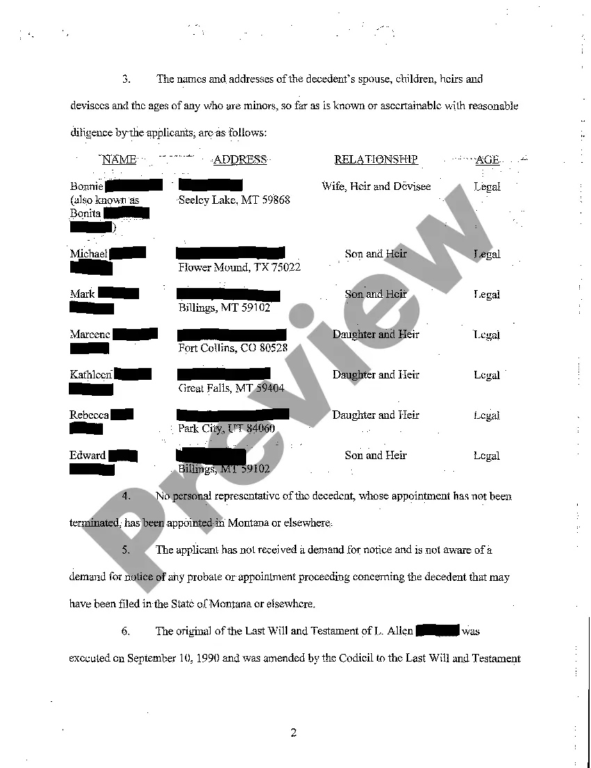 Get A01 Application for Informal Probate of Will and Appointment of Personal Representative Preview A01 Application for Informal Probate of Will and Appointment of Personal Representative