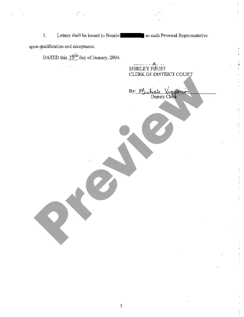 Get A02 Order of Informal Probate of Will and Appointment of Personal Representative Preview A02 Order of Informal Probate of Will and Appointment of Personal Representative