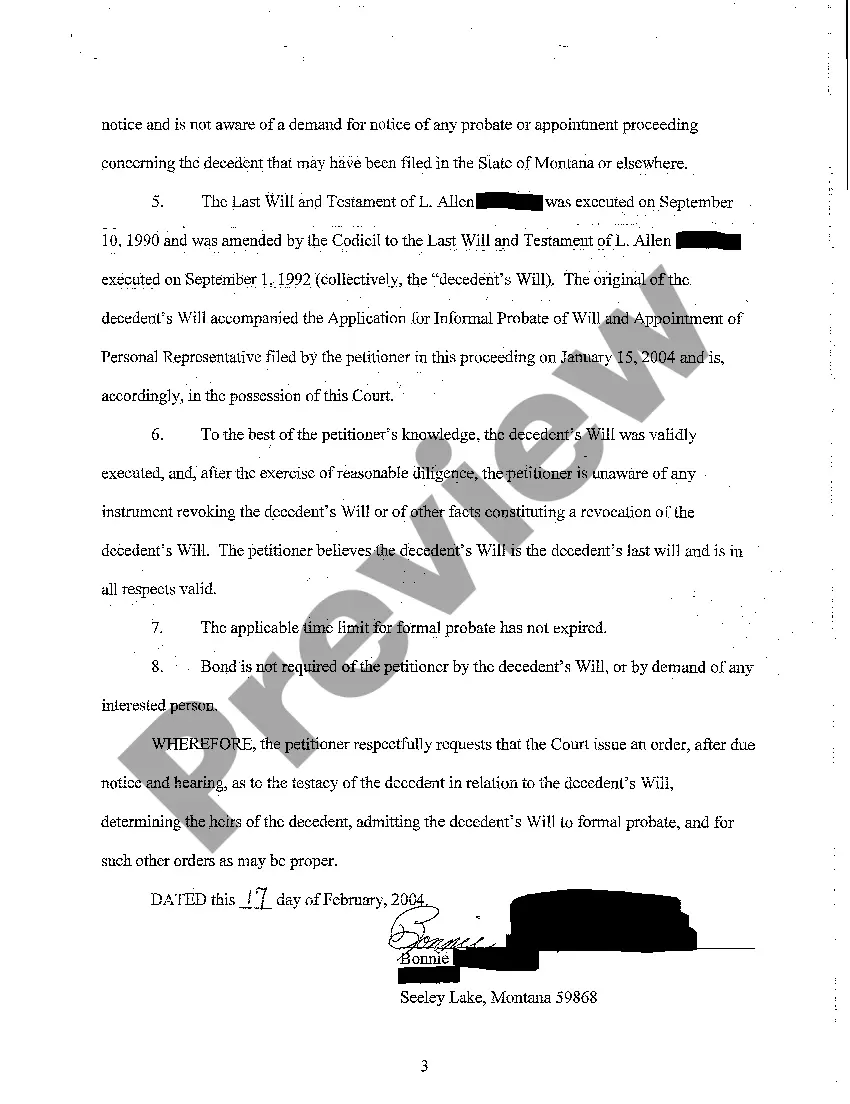 Get A05 Petition for Formal Probate of Will and Determination of Testacy and Heirs Preview A05 Petition for Formal Probate of Will and Determination of Testacy and Heirs