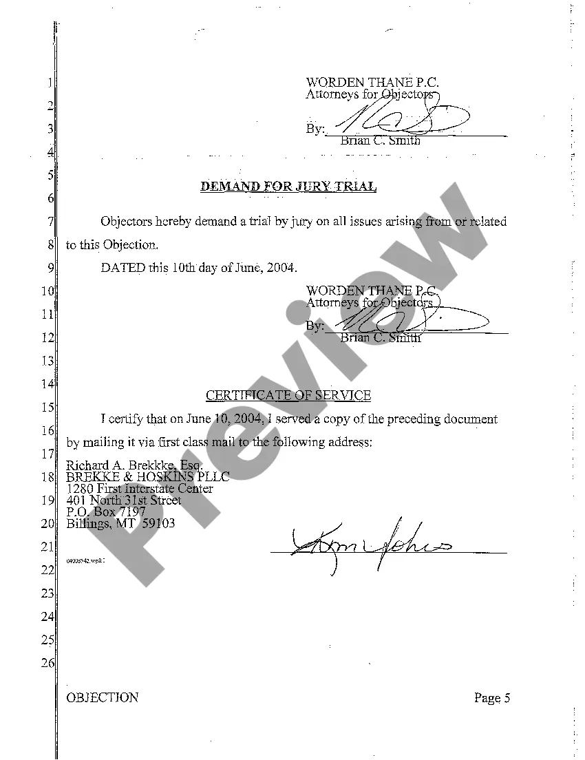 Preview A08 Objection to Petition for Formal Probate of Will and Determination of Testacy and Heirs and Demand for Jury Trial