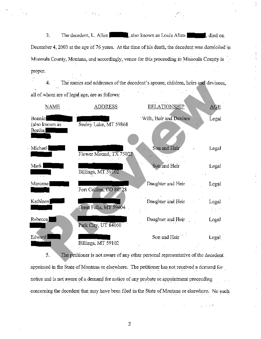 Preview A15 Order of Formal Probate of Will and Determination of Testacy and Heirs
