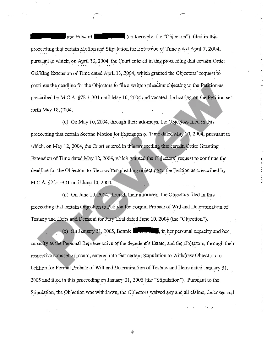 Preview A15 Order of Formal Probate of Will and Determination of Testacy and Heirs