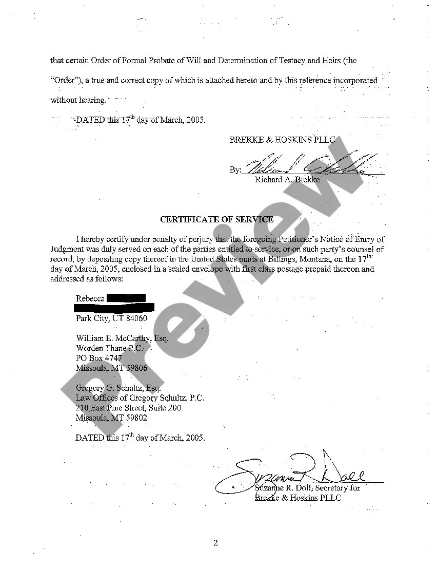 Preview A16 Petitioner's Notice of Entry of Judgment