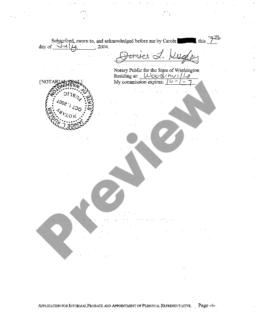 Preview A01 Application for Informal Probate of Will, Determination of Testacy and Heirs, And Appointment of Personal Representative