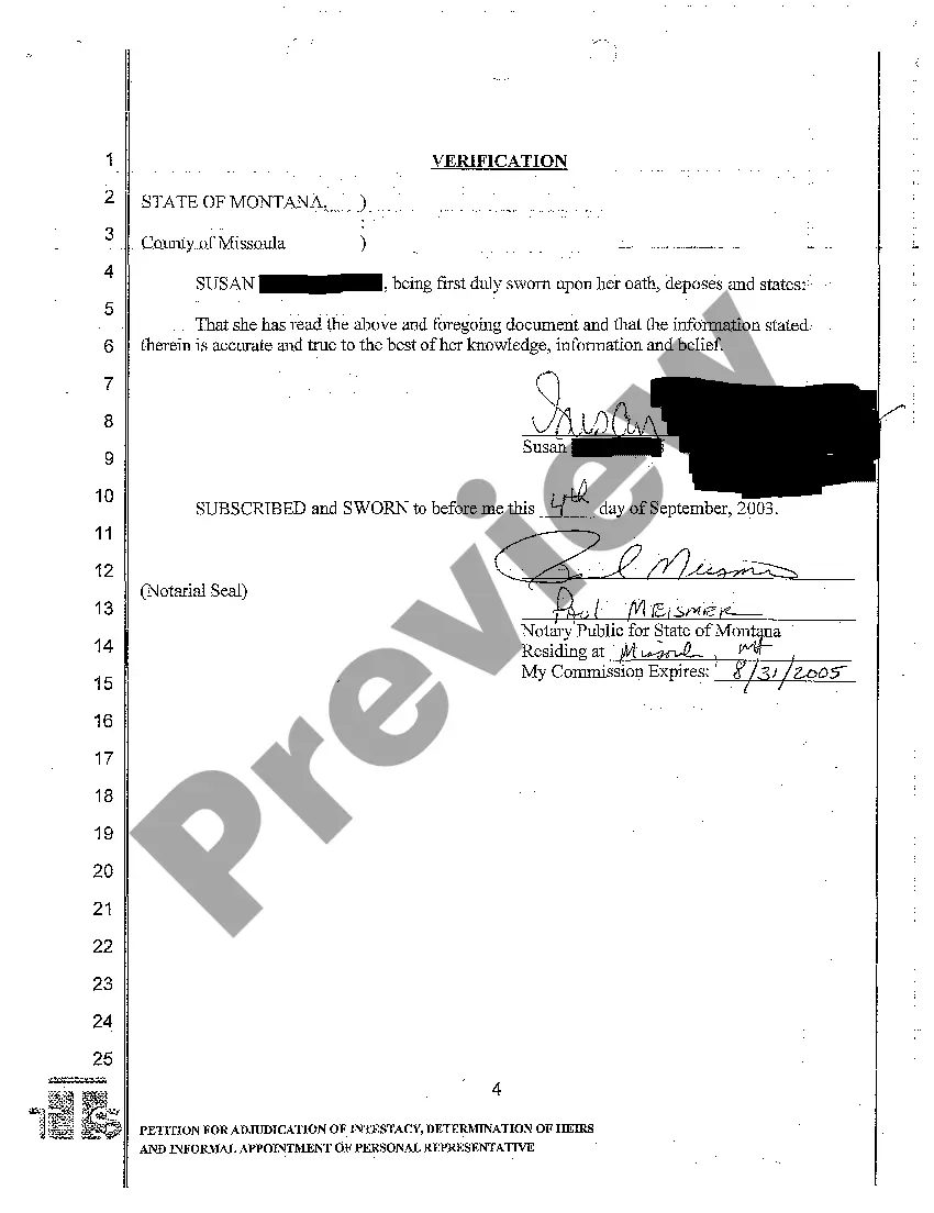 Preview A01 Petition for Adjudication of Intestacy, Determination of Heirs and Informal Appointment of Personal Representative