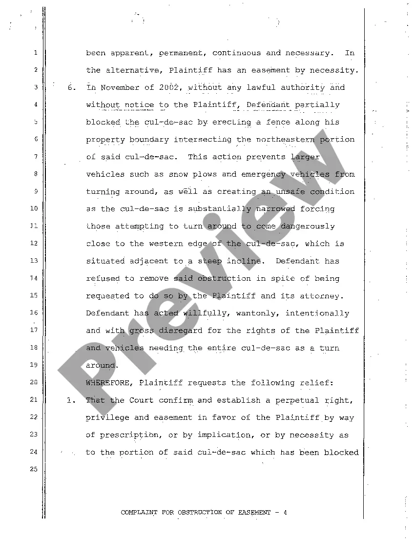 Preview A01 Complaint regarding Boundary Line Dispute