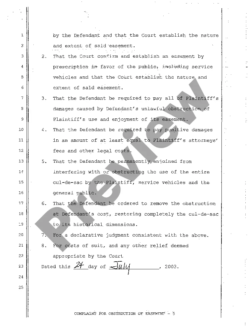 Preview A01 Complaint regarding Boundary Line Dispute