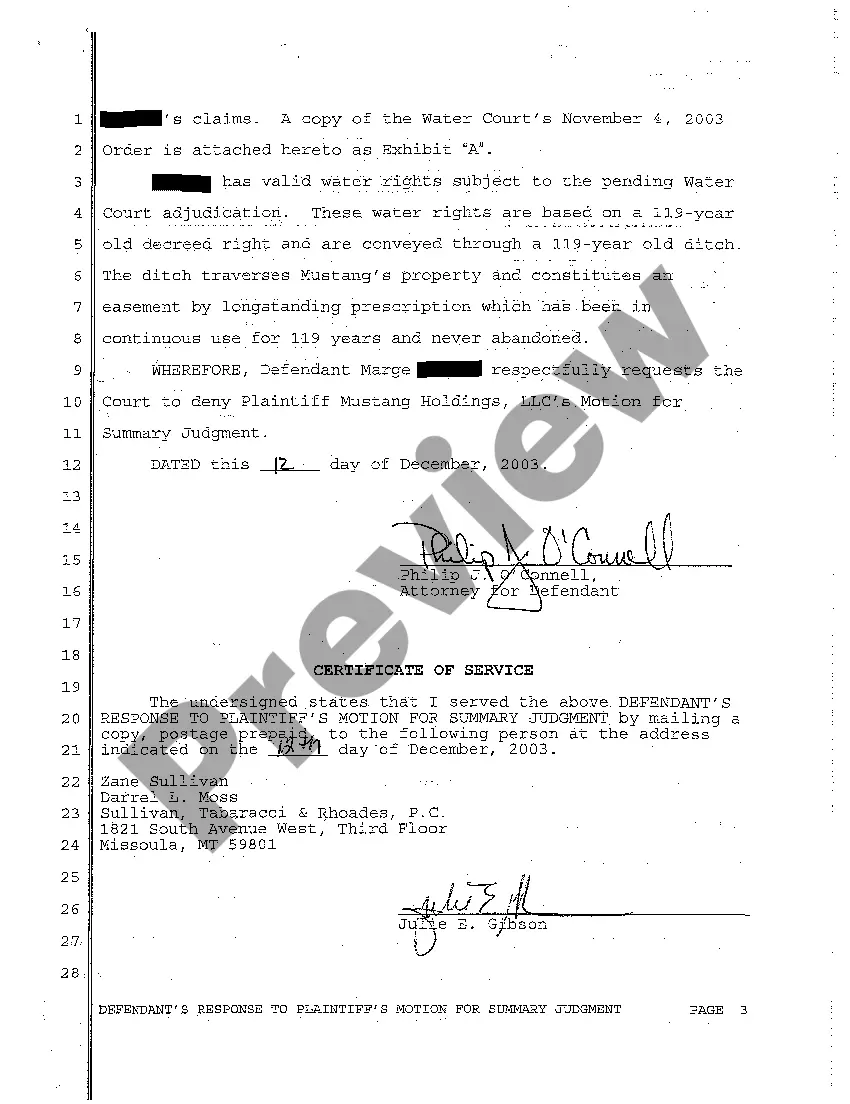 Preview A03 Defendant's Response to Plaintiff's Motion for Summary Judgment