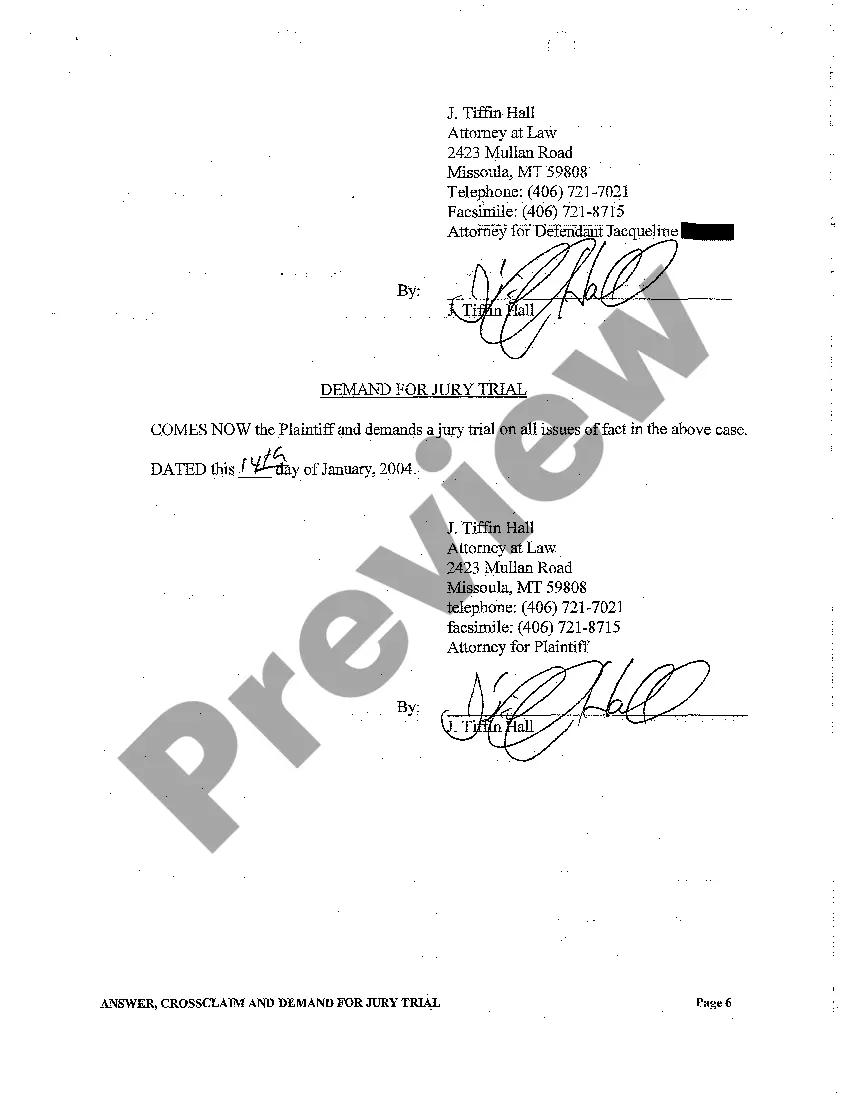 Preview A03 Answer, Crossclaim and Demand For Jury Trial