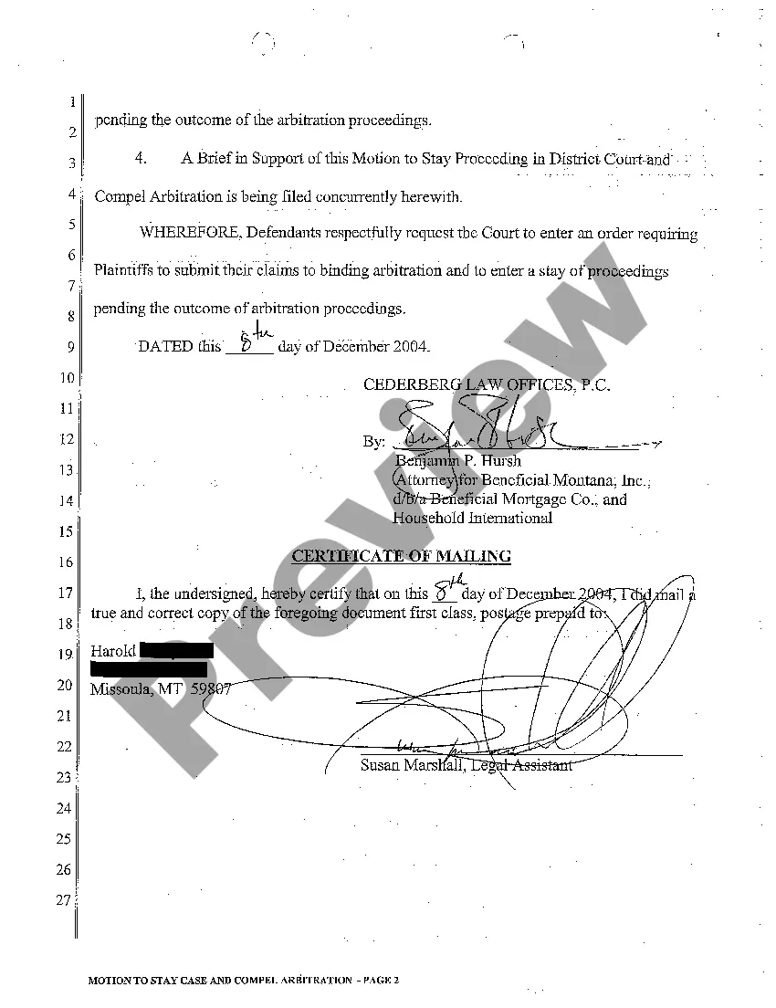 Preview A04 Motion to Stay Proceeding in District Court and Compel Arbitration