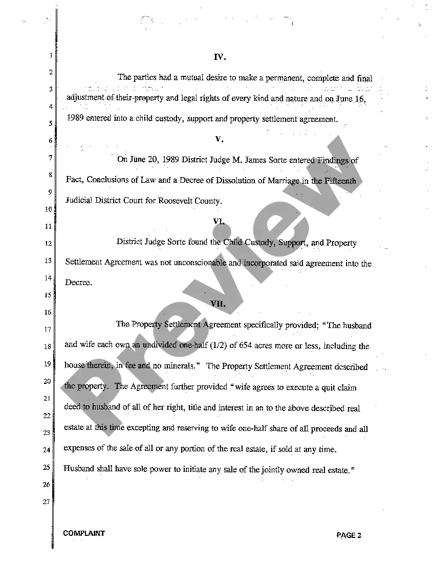 Get A01 Complaint regarding Separation Agreement Preview A01 Complaint regarding Separation Agreement