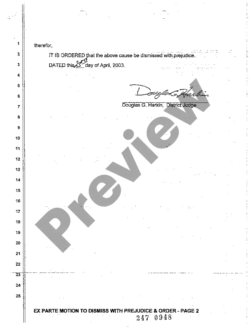 Preview A02 Ex Parte Motion to Dismiss with Prejudice and Order