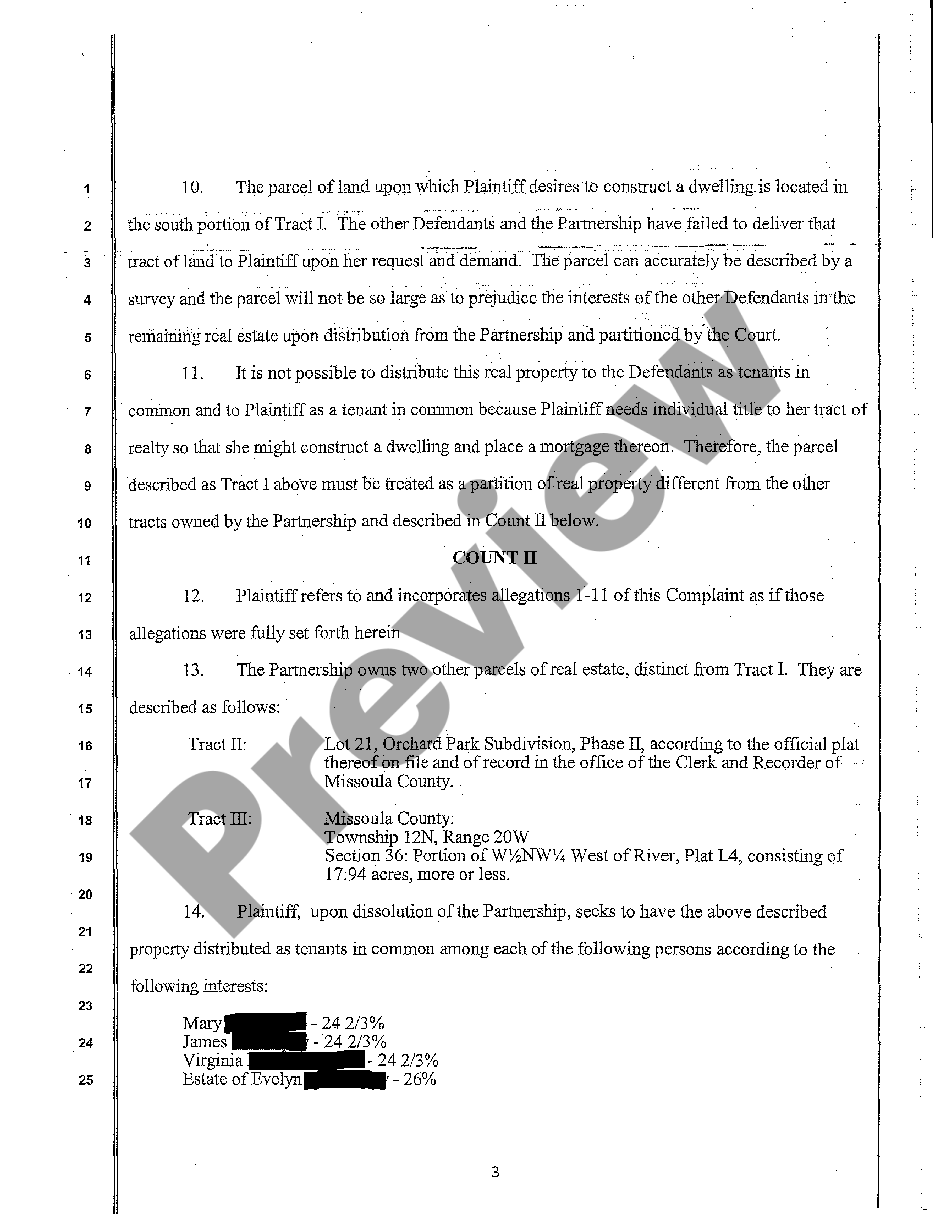 Complaint Partition Montana Withholding Form | US Legal Forms