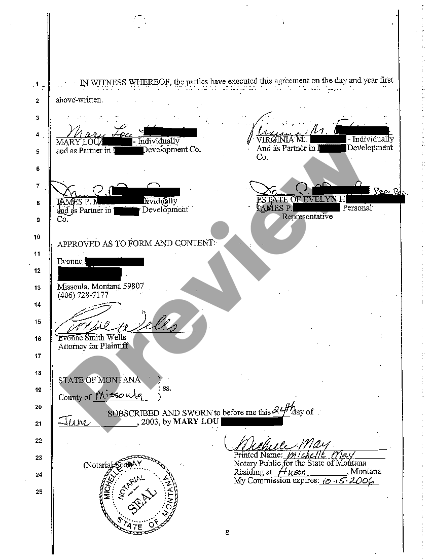 Montana Stipulation and Order to Partition Real Property US Legal Forms
