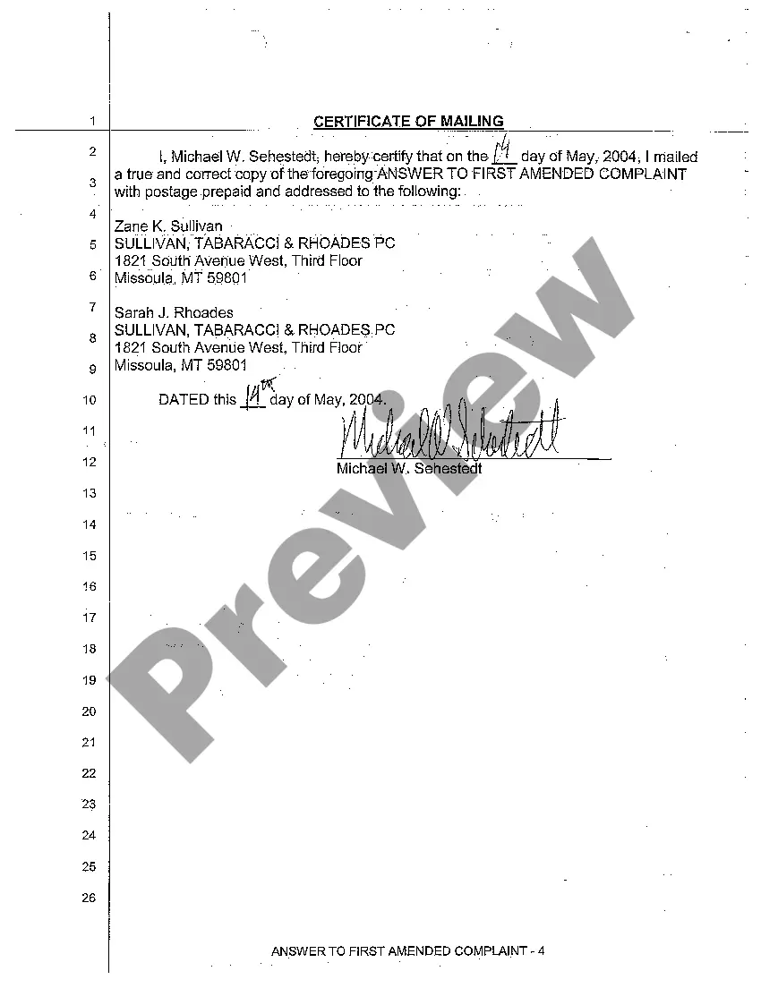 Preview A04 Answer to First Amended Complaint