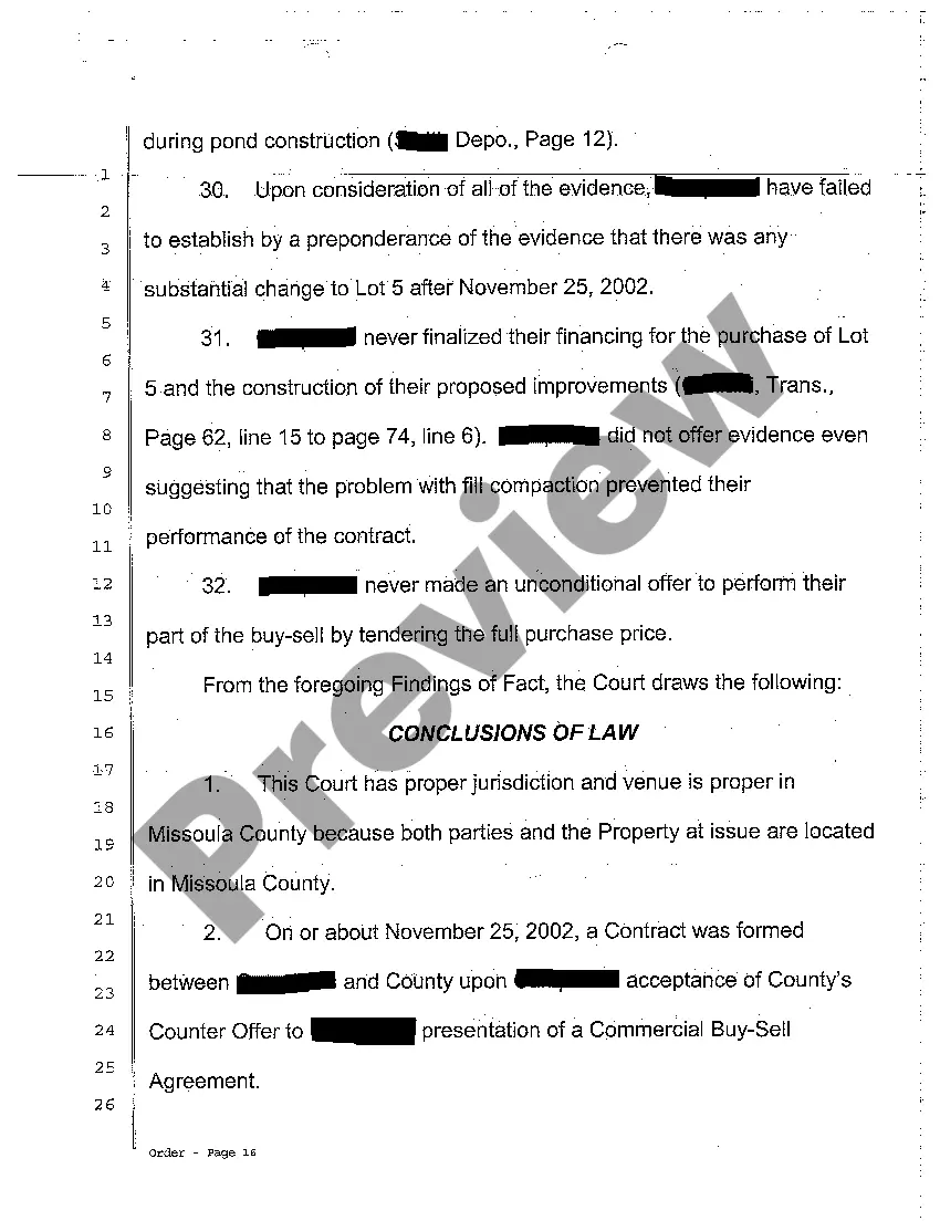 Preview A05 Findings of Fact, Conclusion of Law and Order