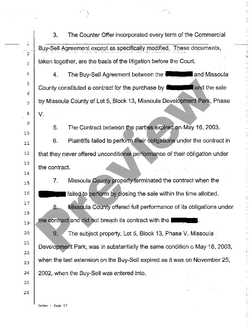 Preview A05 Findings of Fact, Conclusion of Law and Order