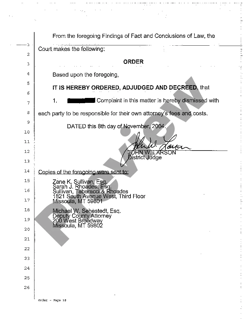 Preview A05 Findings of Fact, Conclusion of Law and Order
