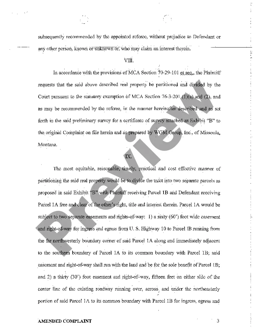 Preview A01 Amended Complaint for Partition of Property