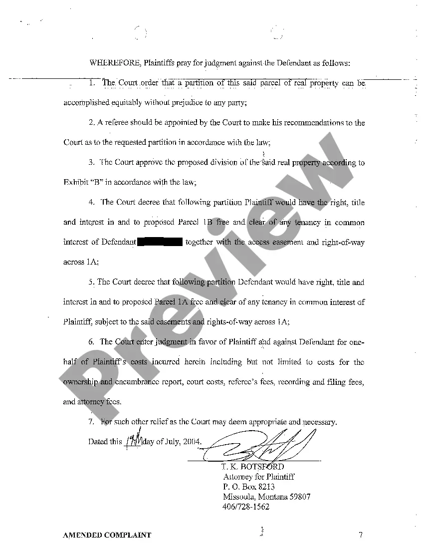 Preview A01 Amended Complaint for Partition of Property