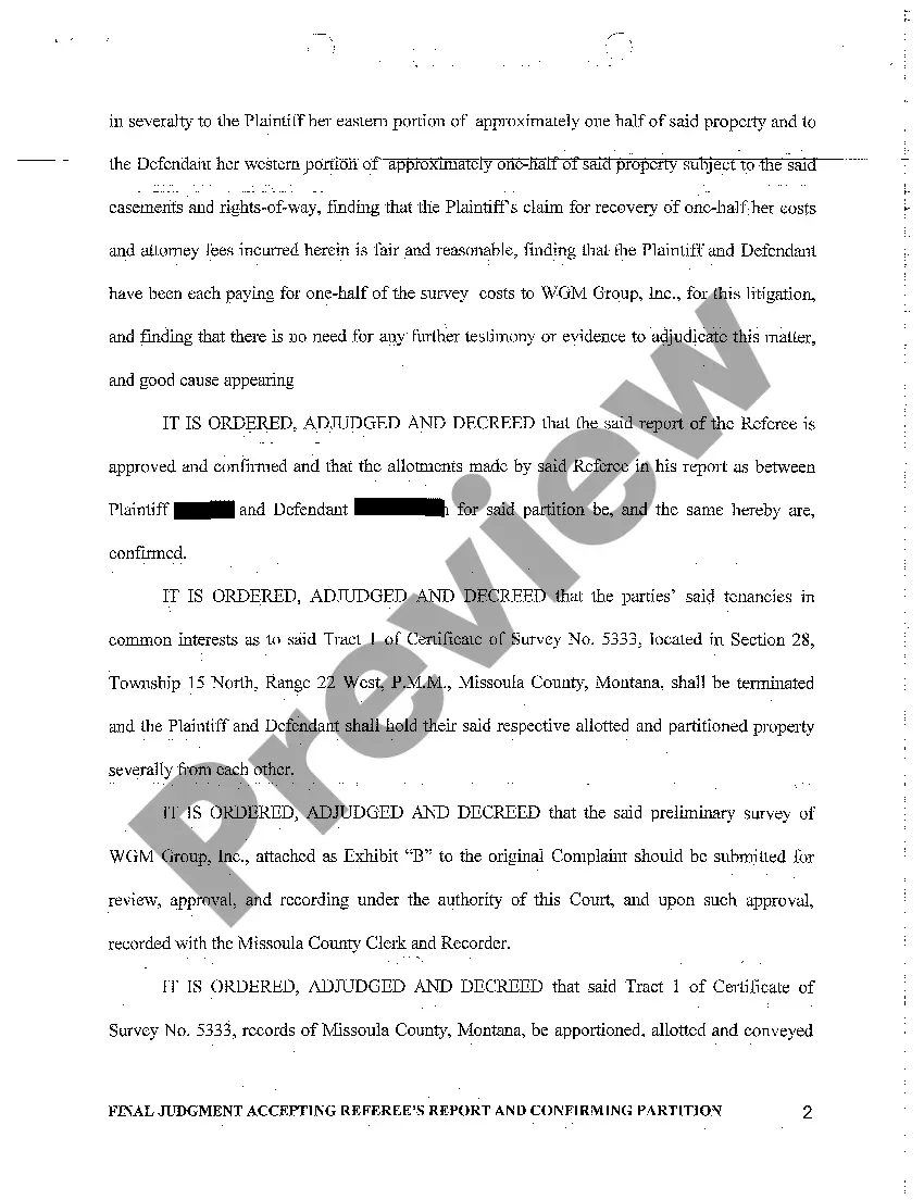 Preview A08 Final Judgment Accepting Referee's Report and Confirming Partition