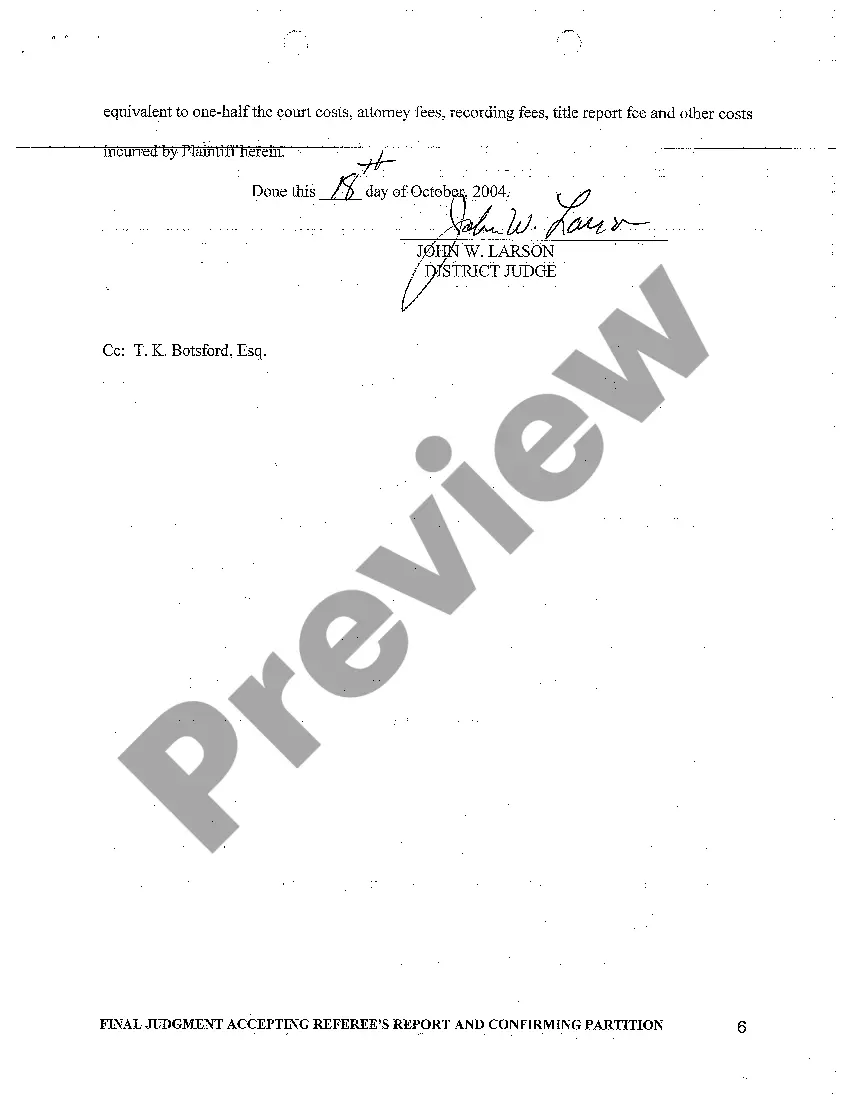 Preview A08 Final Judgment Accepting Referee's Report and Confirming Partition