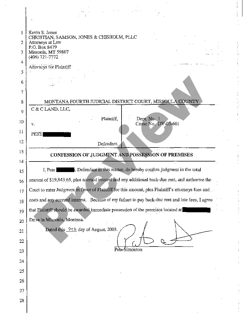 Preview A02 Request for Entry of Judgment and Order for Possession