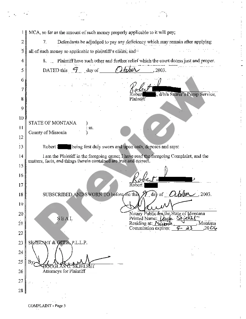 Preview A01 Complaint for Foreclosure