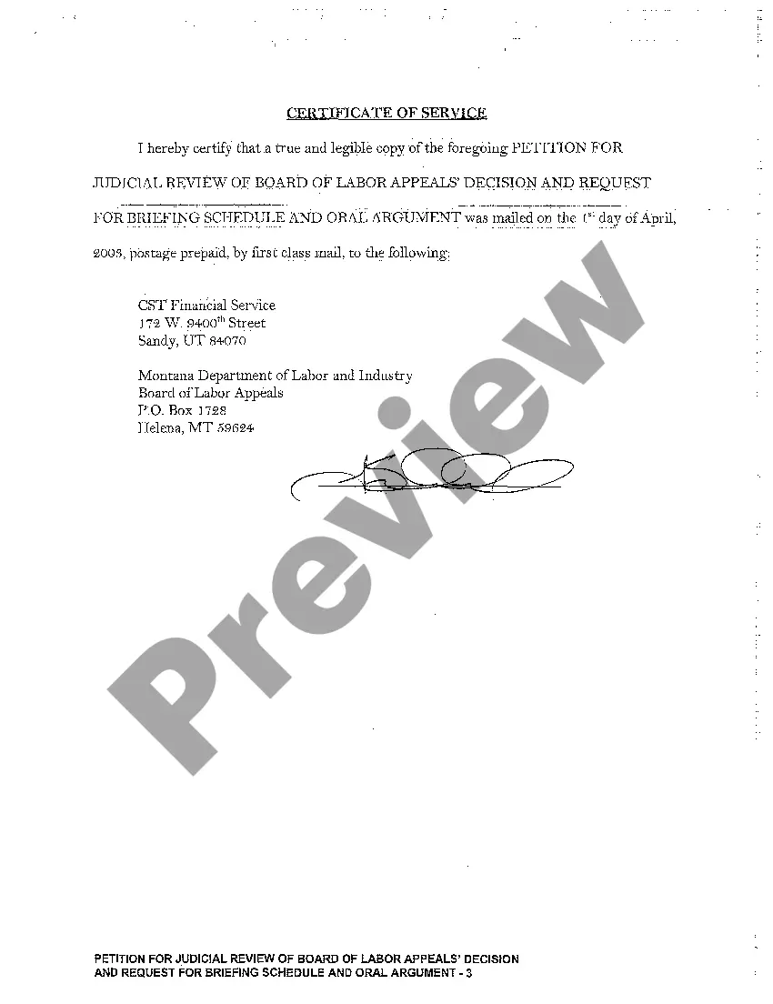Preview A01 Petition for Judicial Review of Board of Labor Appeals Decision Request for Briefing Schedule and Oral Argument