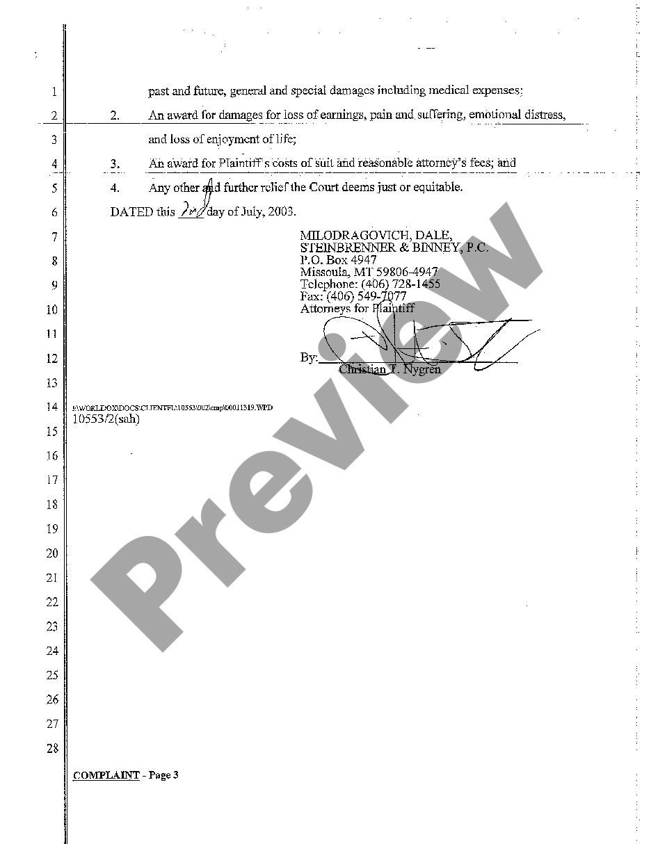page 2 A01 Complaint regarding Duty to Invitees preview