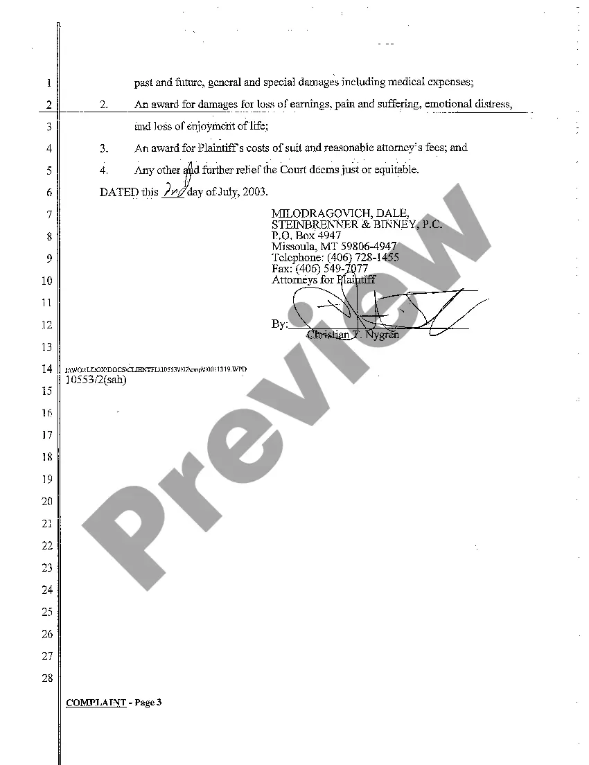Preview A01 Complaint regarding Duty to Invitees