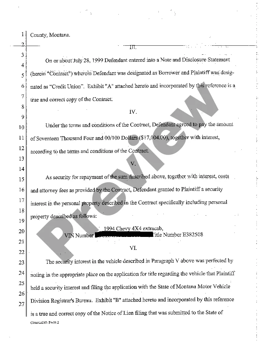 Get A01 Complaint for Breach of Contract Preview A01 Complaint for Breach of Contract