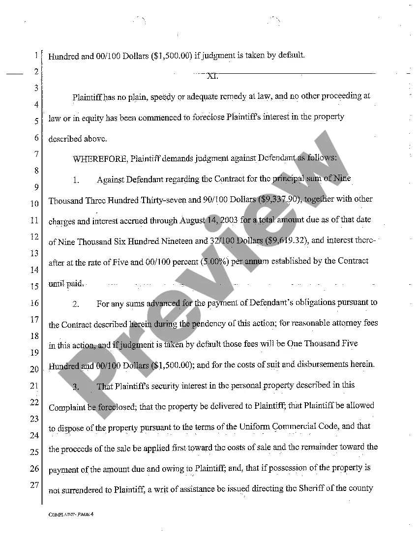 Get A01 Complaint for Breach of Contract Preview A01 Complaint for Breach of Contract