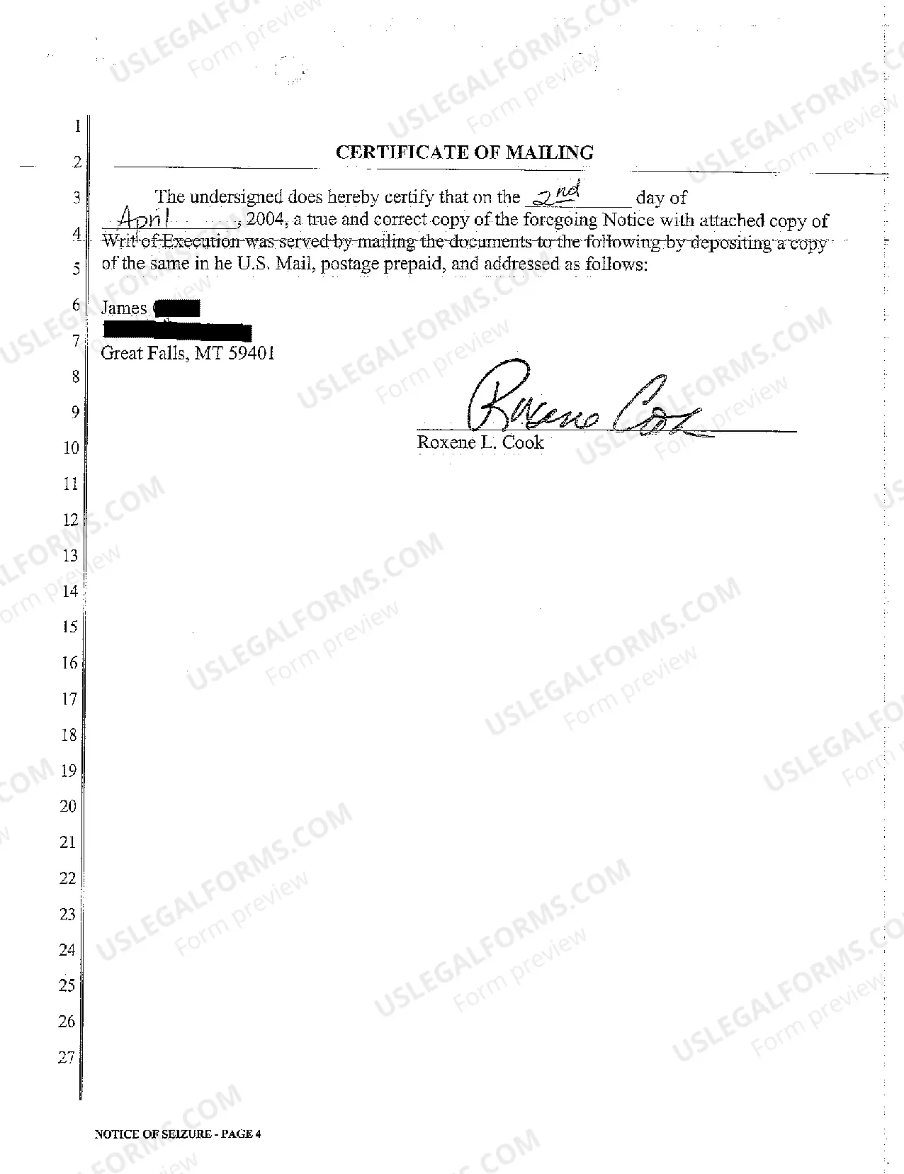 Preview A08 Notice to the Court of Return of Service of Execution Writ