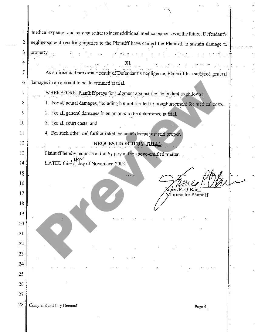 Preview A01 Complaint and Jury Demand for Auto Accident