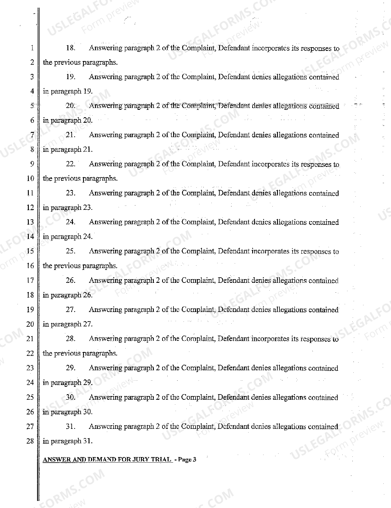 Montana Answer and Demand for Jury Trial | US Legal Forms