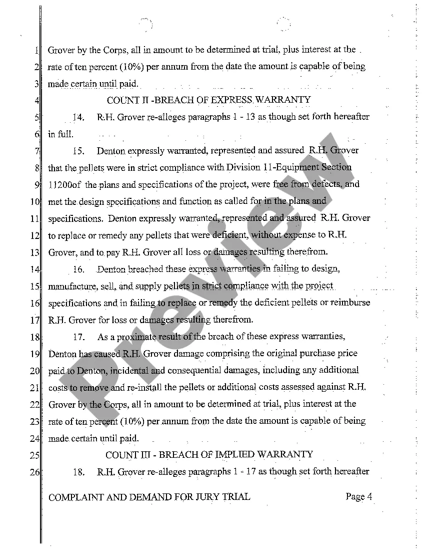 Preview A01 Complaint and Demand for Jury Trial regarding Breach of Contract