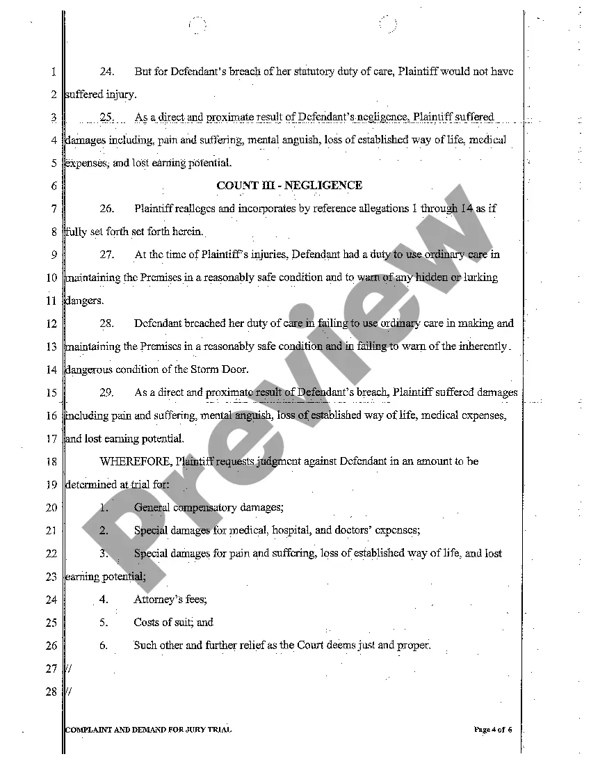 Preview A01 Complaint and Demand for Jury Trial regarding Negligence