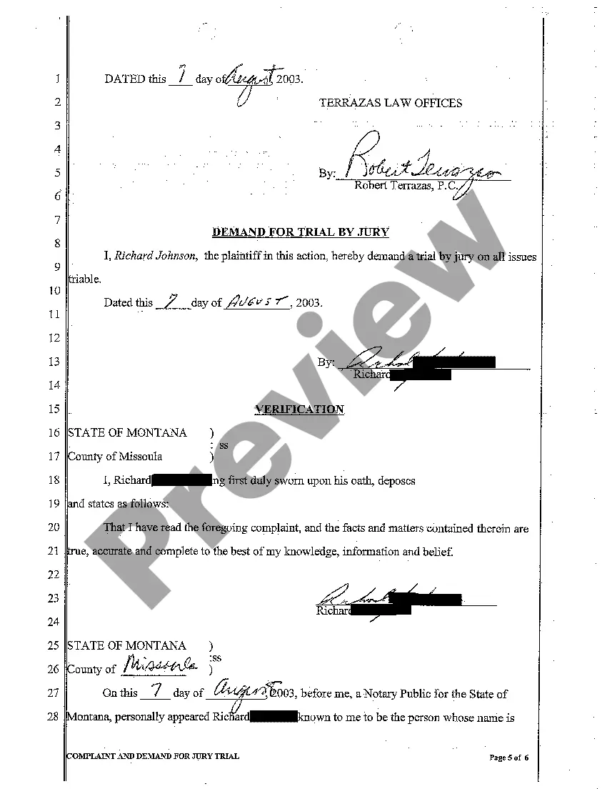 Preview A01 Complaint and Demand for Jury Trial regarding Negligence