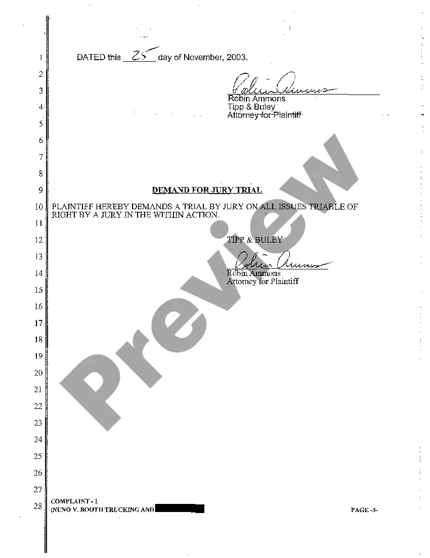 Preview A01 Complaint and Demand for Jury Trial regarding Auto Accident