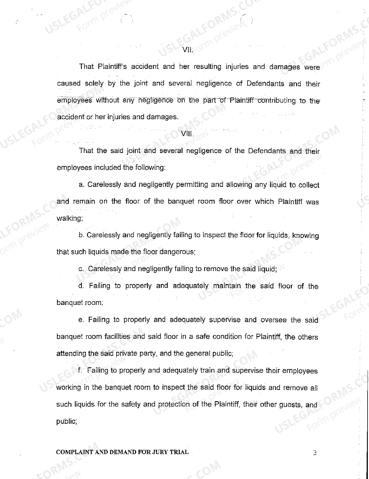 Preview A01 Complaint and Demand for Jury Trial regarding Slip and Fall