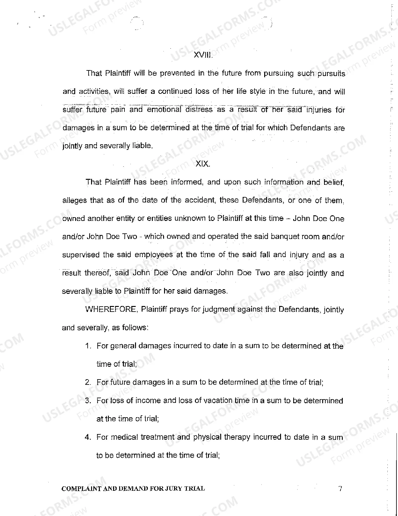 Preview A01 Complaint and Demand for Jury Trial regarding Slip and Fall