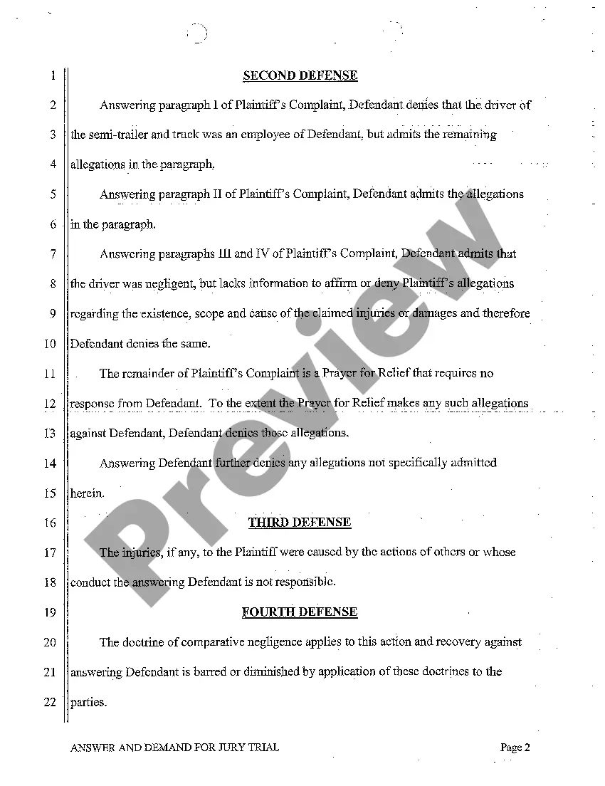 Get A03 Answer and Demand for Jury Trial Preview A03 Answer and Demand for Jury Trial