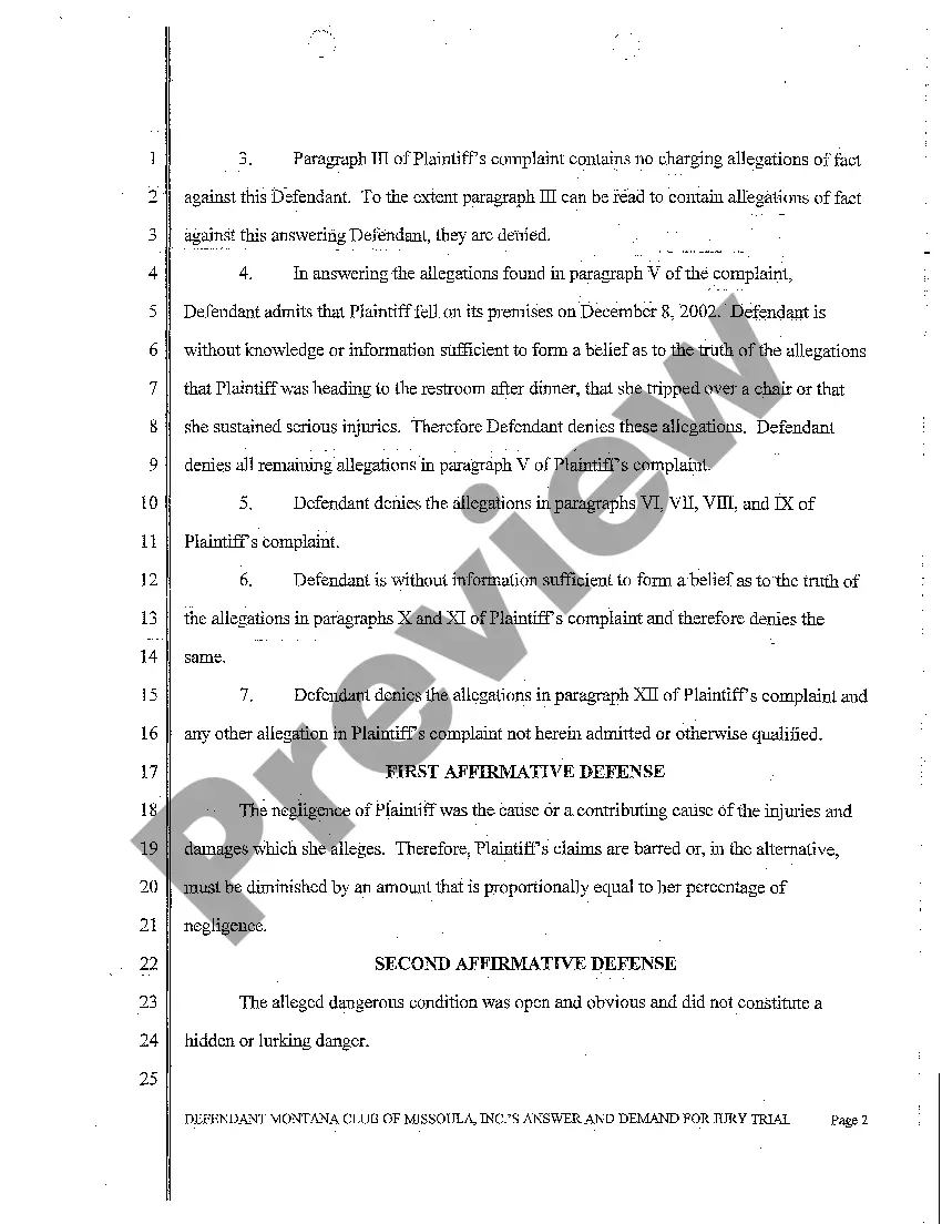 Preview A02 Defendant's Answer and Demand for Jury Trial