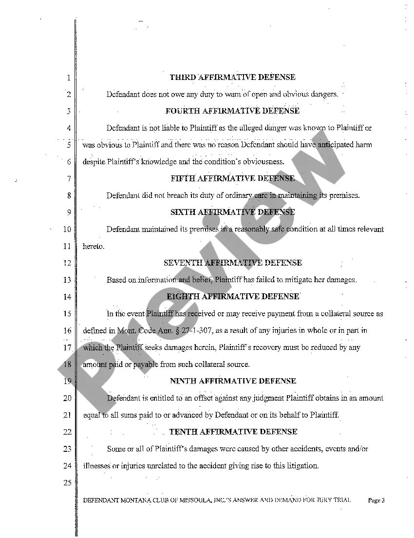 Preview A02 Defendant's Answer and Demand for Jury Trial